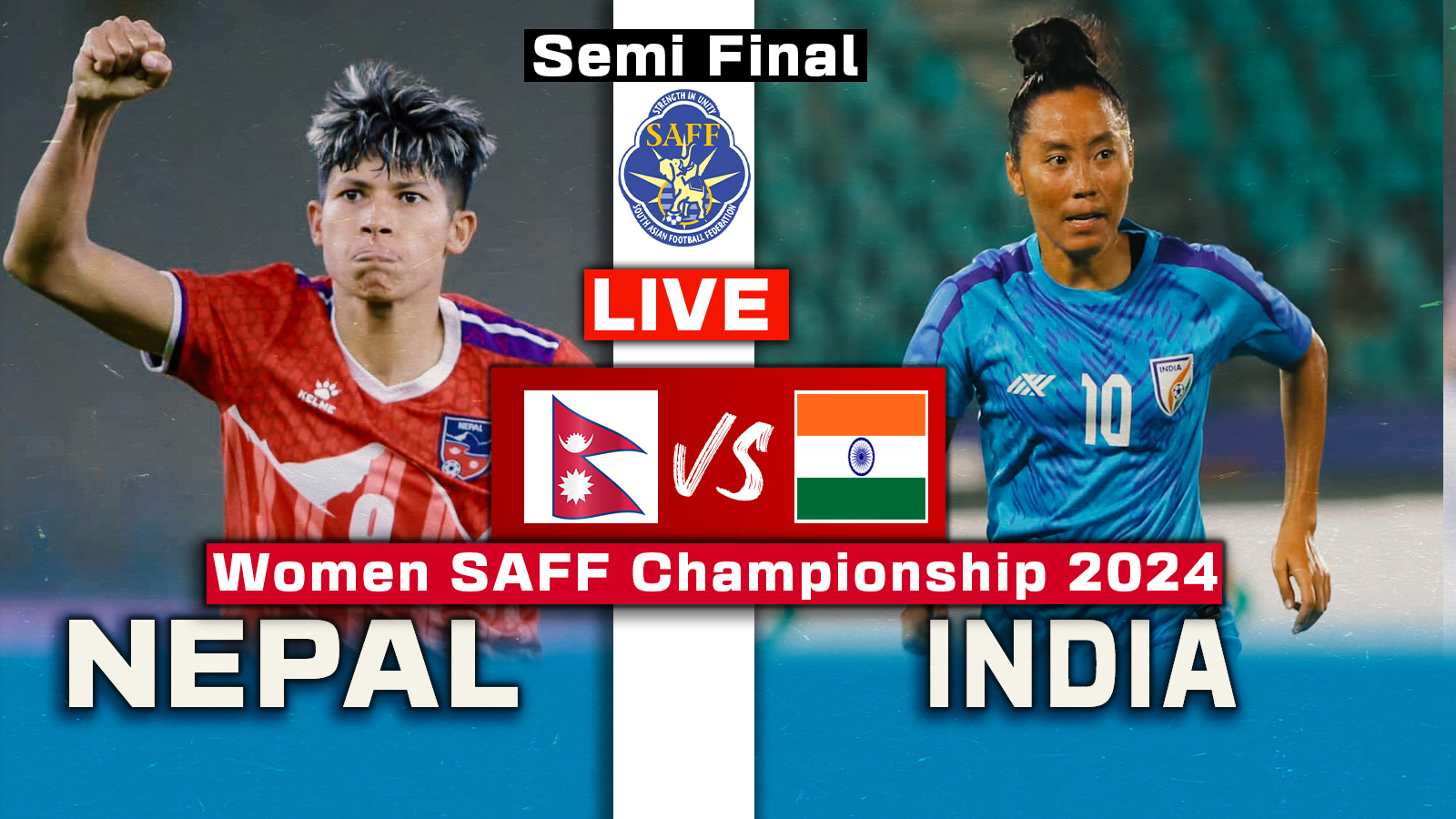 nepal vs india live football match saff women champiosnhip